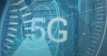 Image of statistics and data processing on grey background