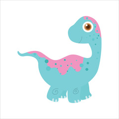 Baby brontosaurus, illustration vector graphic cute prehistoric animal. funny reptile jurrasic dino