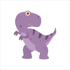 Cute dinosaur tyrannosaurus rex, prehistoric animal, funny and wild monster cartoon character