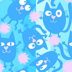 Halloween animals seamless black toys cats pattern for wrapping paper and kids clothes print and fabrics