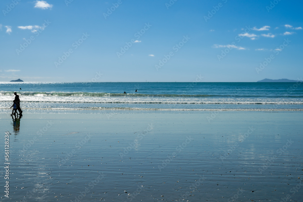 Sticker background image summer beach blue sea and view to horizon