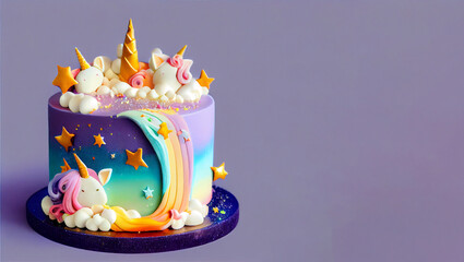 Rainbow Cake with Stars. Generative ai
