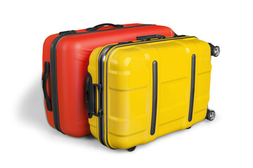 Colored full and closed suitcases, ready for the trip,
