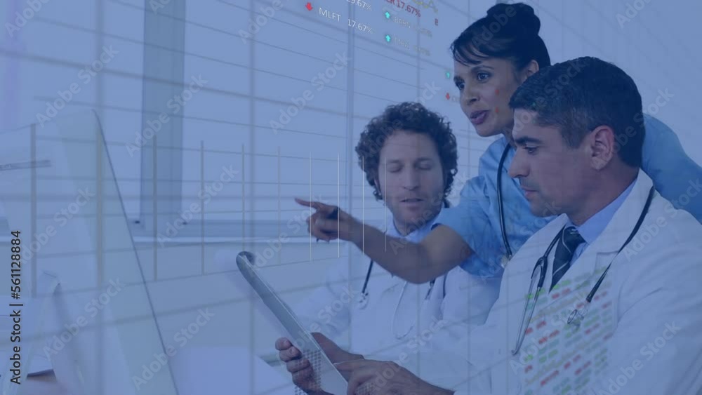 Poster animation of data processing over diverse doctors