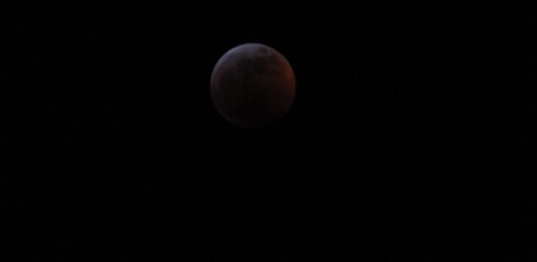 Obraz na płótnie Canvas January 2019 Blood Moon Eclipse, Early Stage