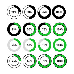 modern, flat, color percent chart icon set