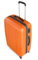 The orange plastic modern travel suitcase