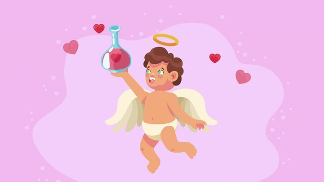 cupid angel with magic potion animation