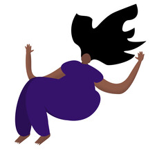 Black Woman in Purple Suit Falling or Resting
