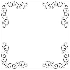 Elegant black and white monochrome ornamental border for greeting cards, banners, invitations. Isolated vector illustration.