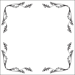 Black and white ornamental border for greeting cards, banners, invitations. Isolated vector illustration. Oriental style.	