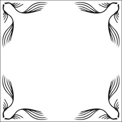 Fototapeta na wymiar Black and white ornamental border for greeting cards, banners, invitations. Isolated vector illustration. Oriental style.