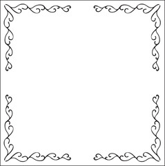 Elegant black and white monochrome ornamental border for greeting cards, banners, invitations. Isolated vector illustration.