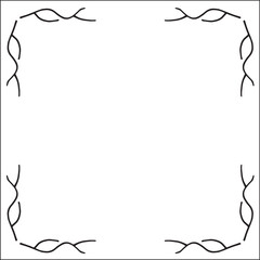 Black and white vegetal ornamental frame, decorative border for greeting cards, banners, invitations. Isolated vector illustration.	