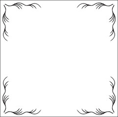 Black and white vegetal ornamental frame, decorative border for greeting cards, banners, invitations. Isolated vector illustration.	