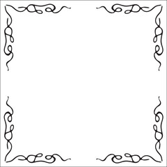 Elegant black and white monochrome ornamental border for greeting cards, banners, invitations. Isolated vector illustration.