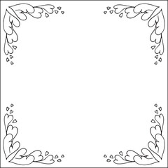 Ornamental frame, decorative border with hearts for greeting cards, banners, invitations with . Isolated vector illustration. Saint Valentine's day frame.