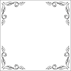 Elegant black and white monochrome ornamental border for greeting cards, banners, invitations. Isolated vector illustration.