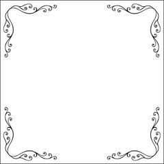 Black and white ornamental border for greeting cards, banners, invitations. Isolated vector illustration. Oriental style.	