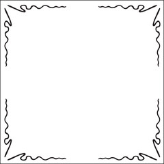 Black and white monochrome ornamental border for greeting cards, banners, invitations. Isolated vector illustration. 