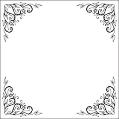 Black and white monochrome ornamental border for greeting cards, banners, invitations. Isolated vector illustration. 