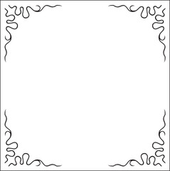 Black and white monochrome ornamental border for greeting cards, banners, invitations. Isolated vector illustration. 