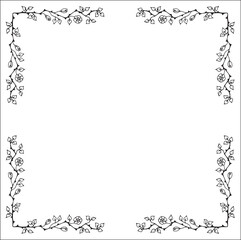 Vegetal ornamental frame, decorative border for greeting cards, banners, invitations. Isolated vector illustration.