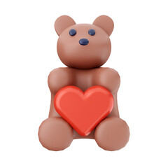 teddy bear love 3d Valentines Day icon illustration render