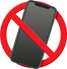 warning sign no cell phone, not allowed calls, smartphone illustration, prohibition sign do not use mobile telephones - obrazy, fototapety, plakaty