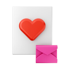 i love you mail letter 3d Valentines Day icon illustration render