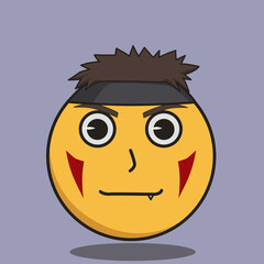 smiling yellow emoticon with red cheek tattoo