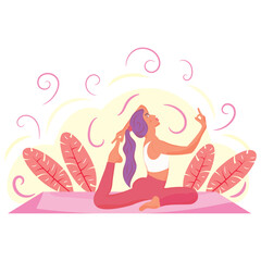 Isolated cute girl character doing a yoga pose Vector