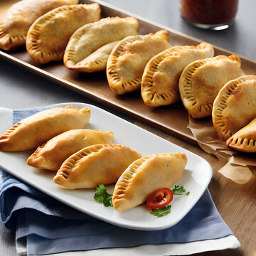 Professionnal photography of empanadas, Generative AI