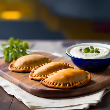 Professionnal photography of empanadas, Generative AI