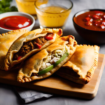 Professionnal photography of empanadas, Generative AI