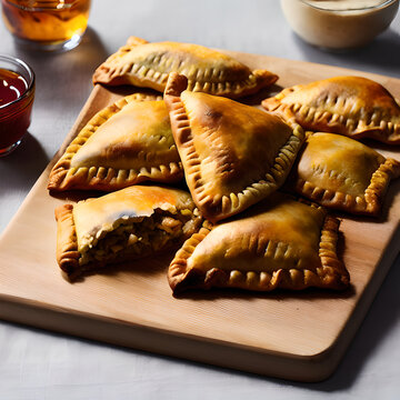 Professionnal photography of empanadas, Generative AI
