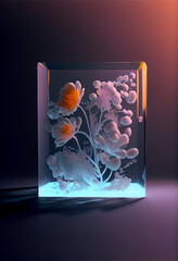 Tulips and other Flowers Inside Large Glass Box. Generative ai