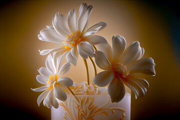 Fototapeta premium Light Yellow and White Abstract Flowers. Generative ai