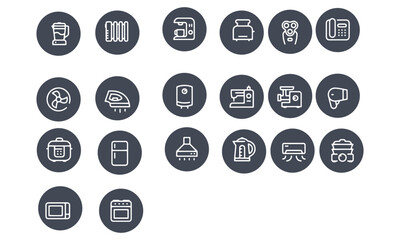Home Appliances Outline Icons vector design 