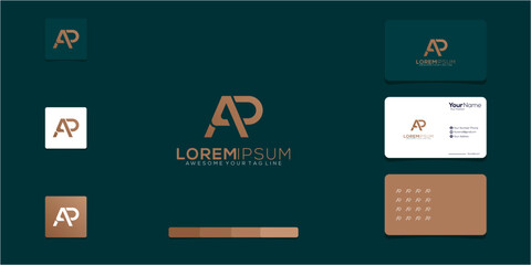 modern gradient logo letter AP elegant minimalist brand identity