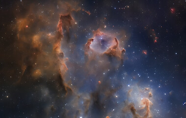 Fototapeta na wymiar Gas Nebula - Stars - Sun - Pillars of Creation - Deep Space - Astrophotograph - Galaxys - Deep Field - Astronomy - Cosmology - Astrophysics - Milky Way Galaxy - Universe - Cosmos - Science Fiction