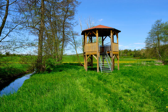 Die Baunachaue bei Pfarrweisach, Naturpark Ha&szlig;berge, Landkreis Ha&szlig;berge, Unterfranken, Franken, Bayern, Deutschland