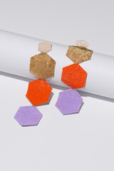 Handmade Colorful Earrings on a White Background