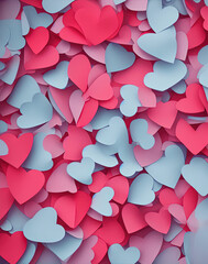 Hearts. Valentine's Day abstract background with hearts. IA technology