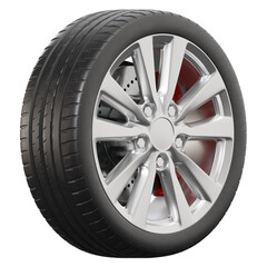Fototapeta premium Realistic car wheel on transparent background in high resolution.
