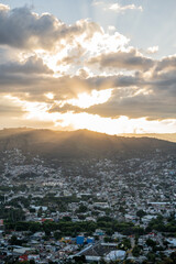 Beautiful view of the mountains of Oaxaca at sunset in Mexico.