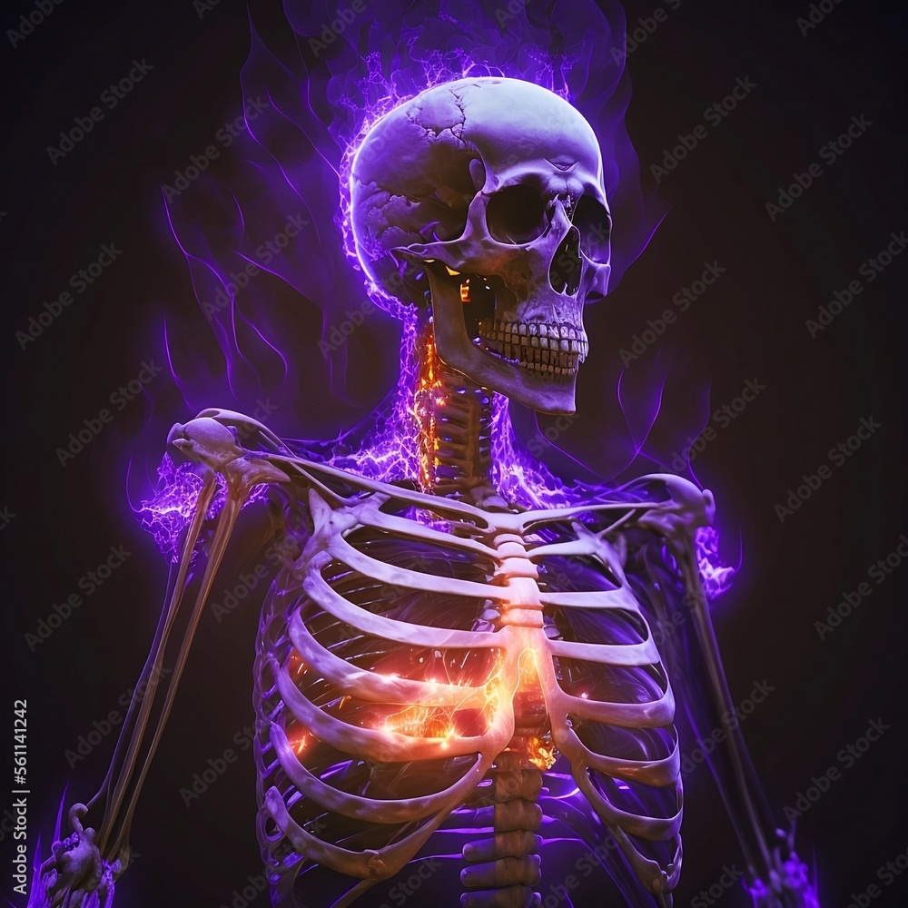 Wall mural purple glow enlightened skeleton