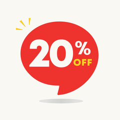 20% off. Price discount tag. Promo, sale, special offer retail and store. For social media, banner