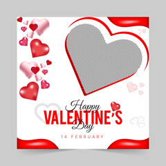 Editable Valentine's Day square social media post with a heart shape design background for digital marketing promotion ads sales and discount web banner template