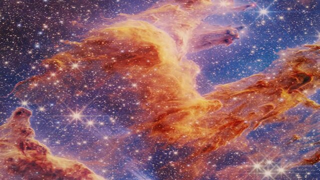 Astrological sign. Zodiac sign replace each other in the night sky. Horoscope. Animation seamless loop.